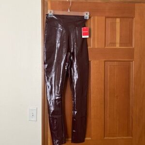 NWT Spanx SPANXshape Faux Leather Patent Leggings Ruby Size XS